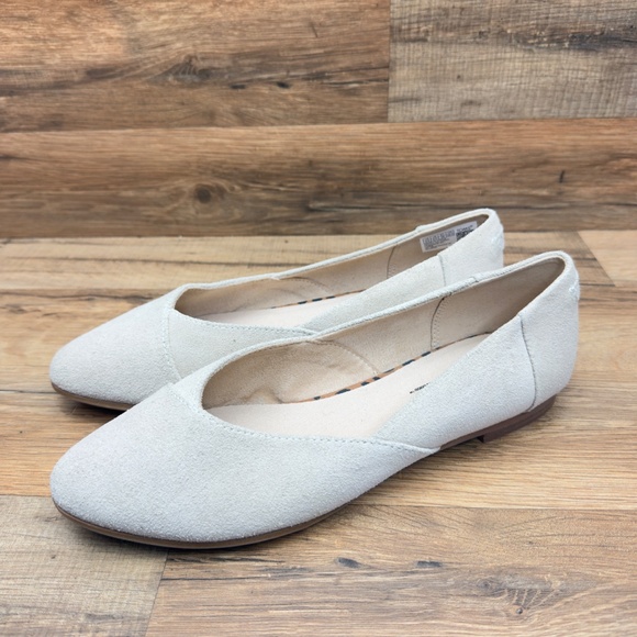 TOMS Womens 8.5 Jutti Neat Ballet Flats Casual Slip On Beige Suede Low Comfort - Picture 2 of 9